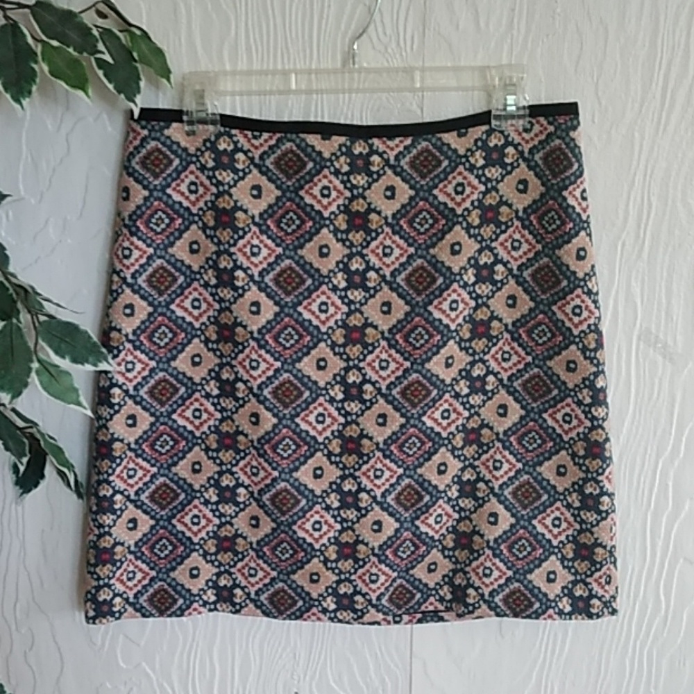 LOFT Ann Taylor fall printed Tweed skirt 8